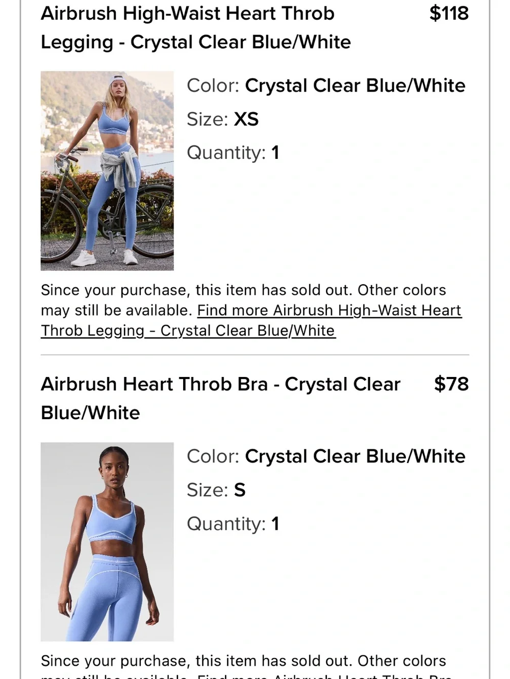 ALO Yoga Blue High-Waist Leggings with White Piping - Picture 3 of 3